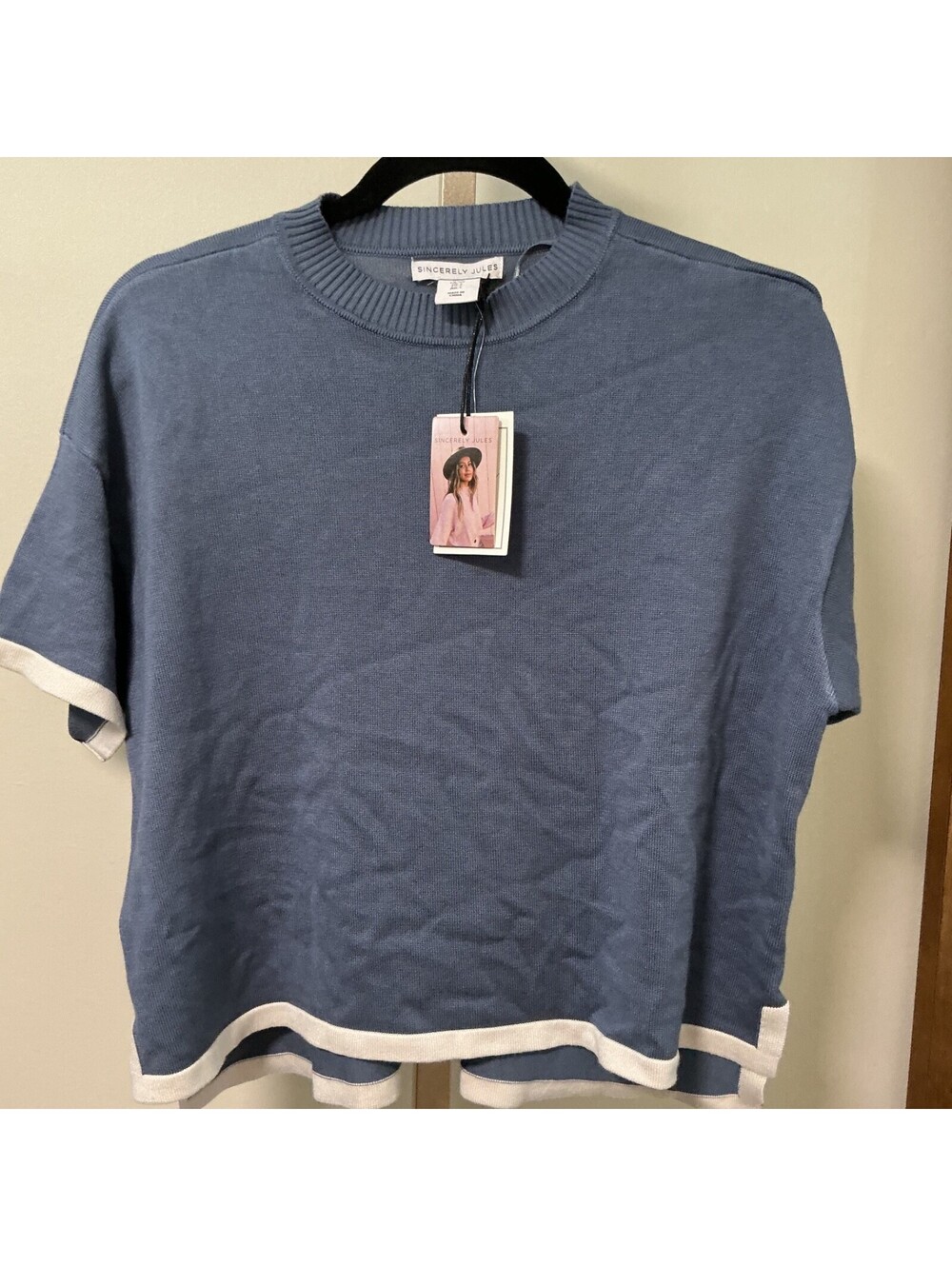 Sincerely Jules Size S M L Grey Blue Lightweight Knit Top Womans #452